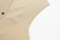 Women V Neck Button Crop Vest Top & Short Set