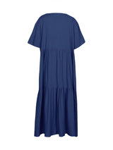 Plus Size Summer V-Neck Short Sleeve Pleated Dress