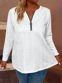 Plus Size Half-Zipper Long Sleeve T-Shirts