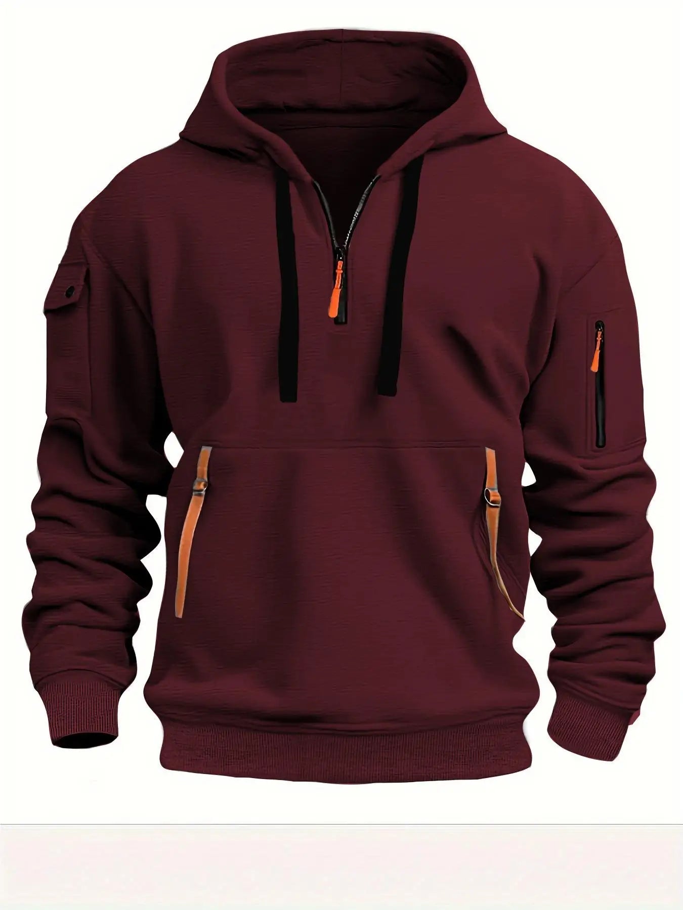 Multi Pocket Zipper Fleece Hoodie