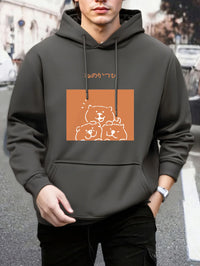 Cartoon Bear Pattern Men's Hoodie