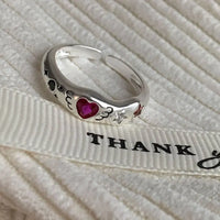 925 Sterling Silver Simple Colorful Heart Stone RingsFor Women Geometric Fashion Smiple Open Handmade Allergy Party Jewelry Gift