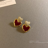 Gold Plated Pearl Heart Stud