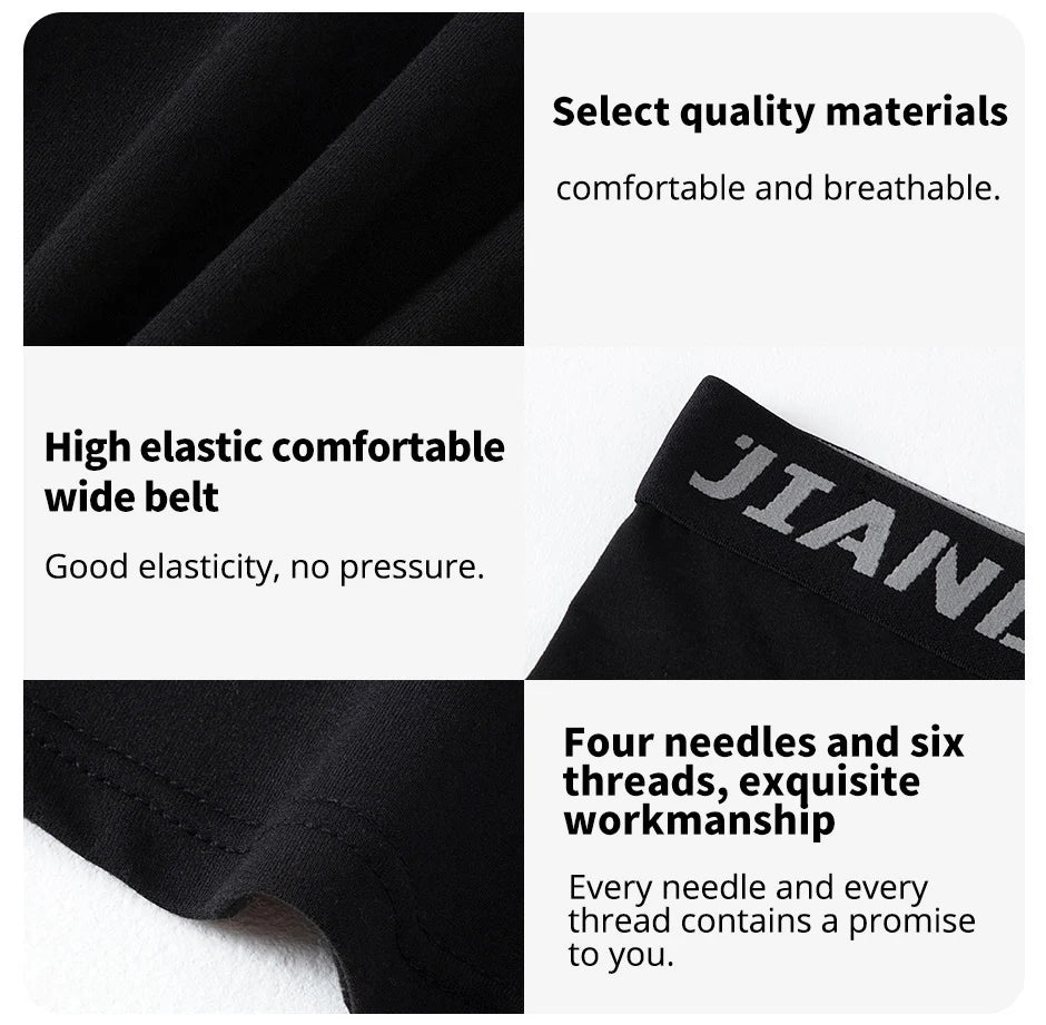 5/10 Piece Set Of Men's Solid Color Classic Long Underwear Quick Drying Youth Sports Comfortable Elastic Casual Boxer Shorts