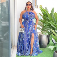 Afro-Fashion Sleeveless Chiffon Maxi Long Dress for curve pretty afro-queens