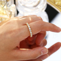 14K 18K Gold Plated Ring S925 Silver Pave Ring White Moissanite Ring