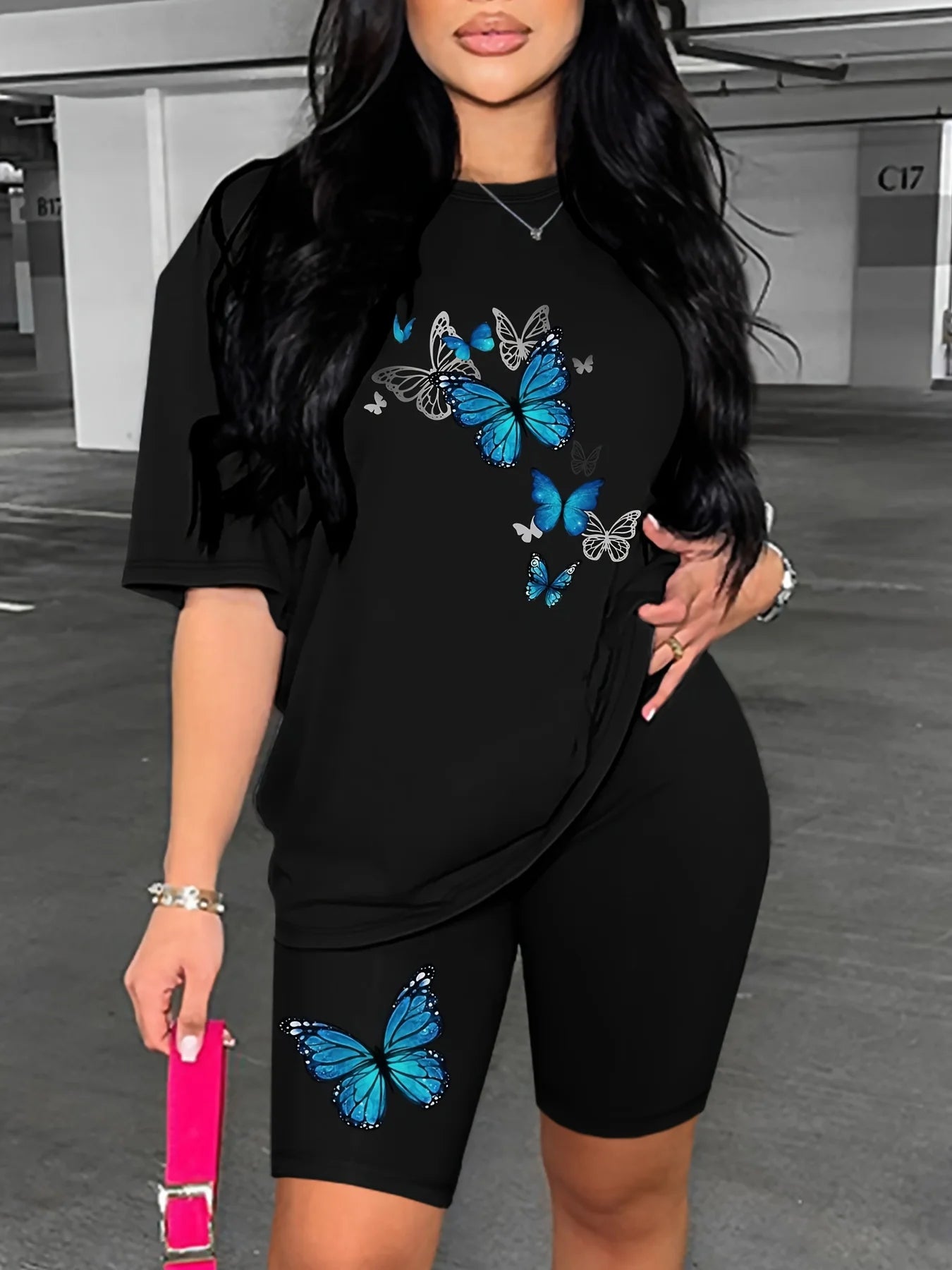 Women's Butterfly Printed Two-Piece Set