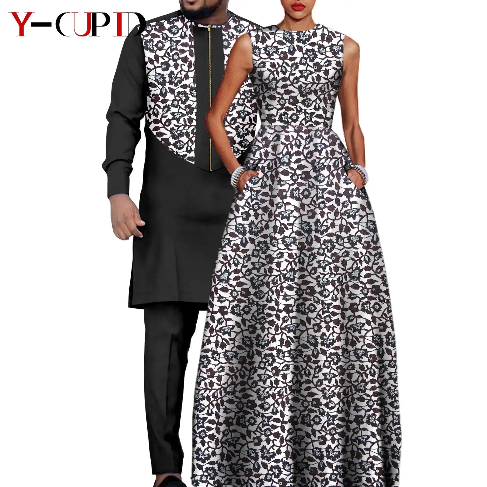 African Dresses for Matching Couple Outfits for Party Vestidos Y23C067