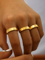 18K Gold, Great Wall Pattern, Four Leaf Flower, Cross Ring For Women