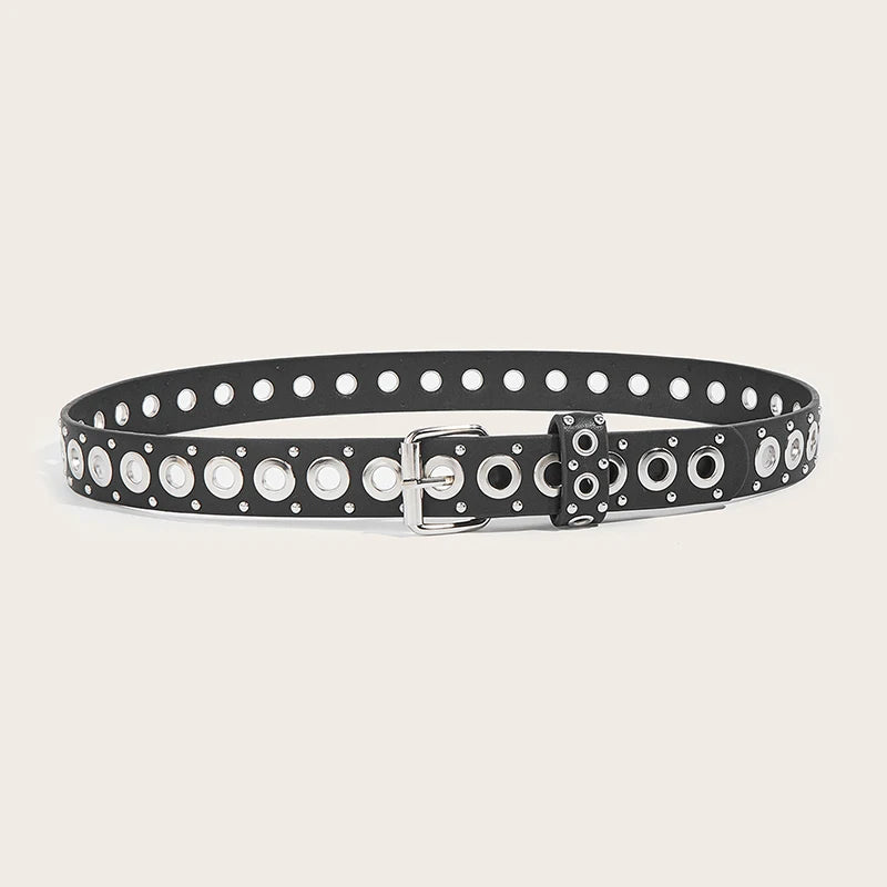 Women's Belt Fashionable Rivet Thin Belt Personalized Needle Buckle Belt Street Trend Punk HipHop Style Belt
