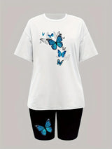 Women's Butterfly Printed Two-Piece Set