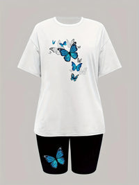 Women's Butterfly Printed Two-Piece Set