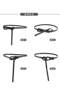 Thin Knotted Belts for Women Belt Lady Waist Band Soft Leather Waist Belt Solid Color Strap Dress Coat  Accessories Luxury