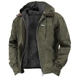 Men's Solid-Color Hooded Cotton Jacket