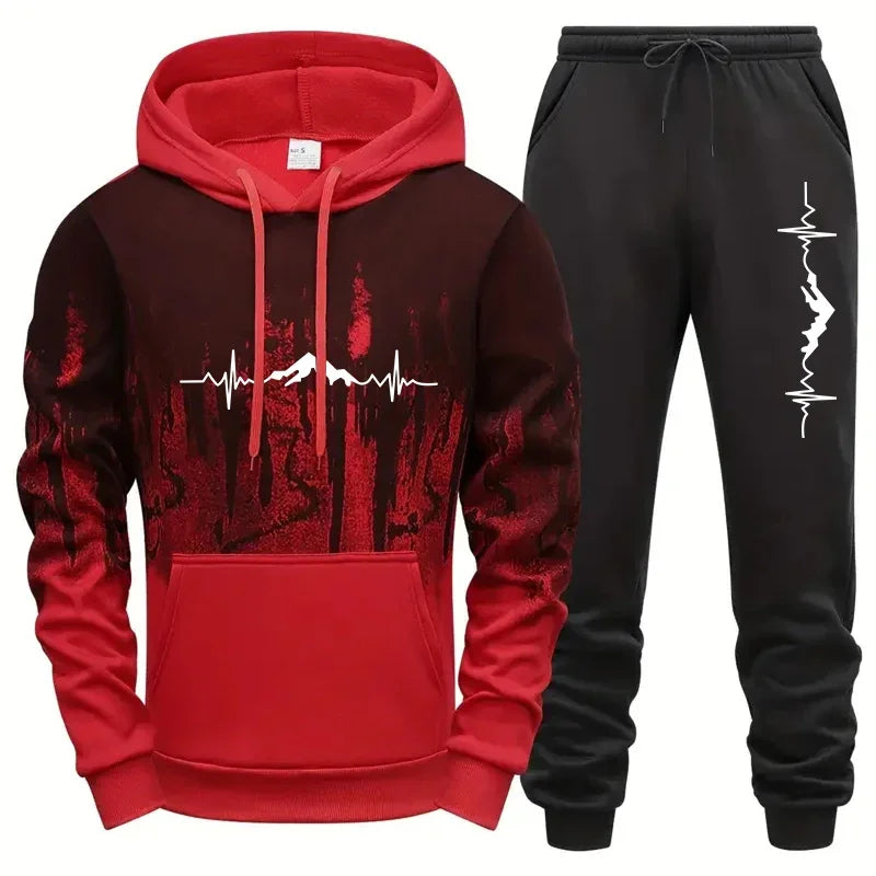 2025 Mens Tracksuit Printing Splash-ink Sweatshirt Sportswear Sets Casual Sports Jogging Mens Clothing Autumn Winter Hoodie Suit