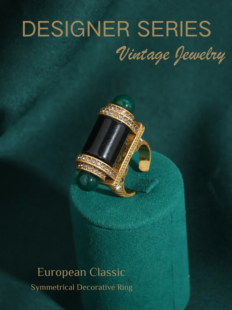 18K Gold-Plated Symmetrical Design Decorative Ring for Women