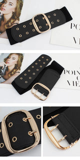 Women Wide Elastic Dress Belt Stretch Waist Belt Vintage Fashion Casual Cinch Belt Buckle Retro PU Leather Punk Waistband пояс