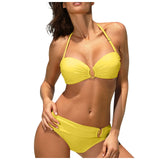 Women's Sexy Solid Color Neck Bikini Suits