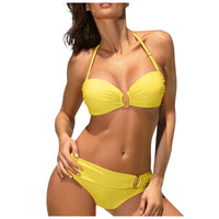 Women's Sexy Solid Color Neck Bikini Suits