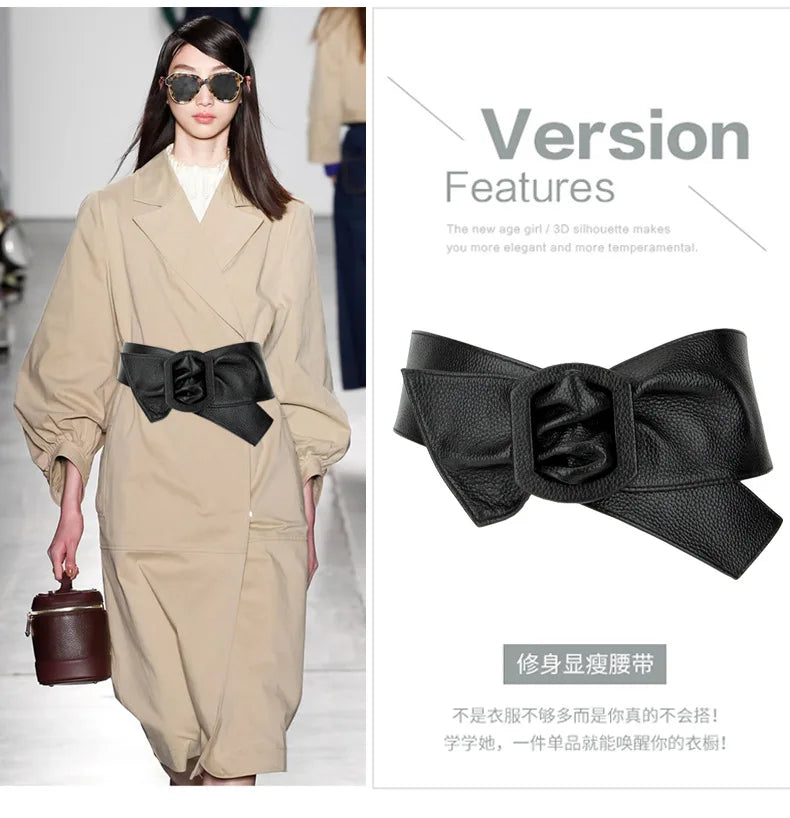 Women Belt for Dress Genuine Leather Bowknot Wide Belts Wrap Waistband Coat Corset Designer Luxury Brand Cummerbunds Waistbelt