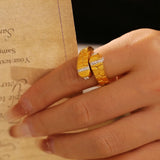 Elegant Rhinestones Rings For Women Stainless Steel No Rusted 18K