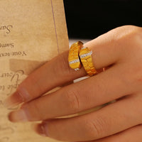 Elegant Rhinestones Rings For Women Stainless Steel No Rusted 18K