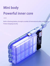 50000mAh Large Capacity Power Bank 4 In1  Built in Cable Intelligent Digital Display Laser Light Fast Charging External Battery