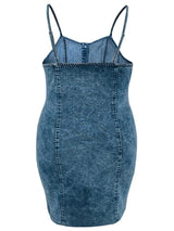 Plus Size Sleeveless Button Midi Denim Dress
