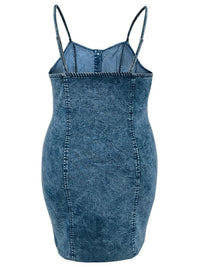 Plus Size Sleeveless Button Midi Denim Dress