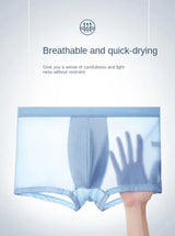 4pcs Boxer Shorts Men's Ice Silk Underwear Male Underpants Breathable Sexy Thin Panties U Convex Lingerie Wholesale Lots L-6XL