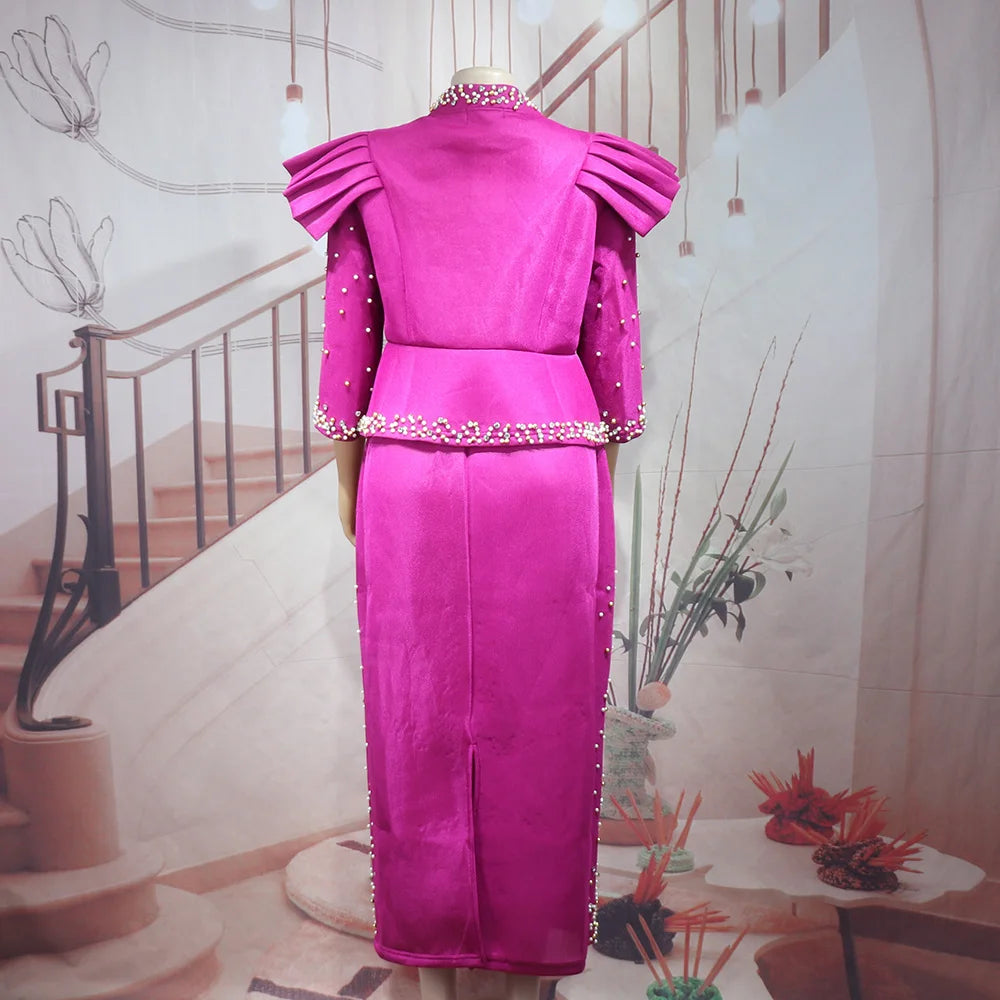 African women's elegant dress Mesh fabric