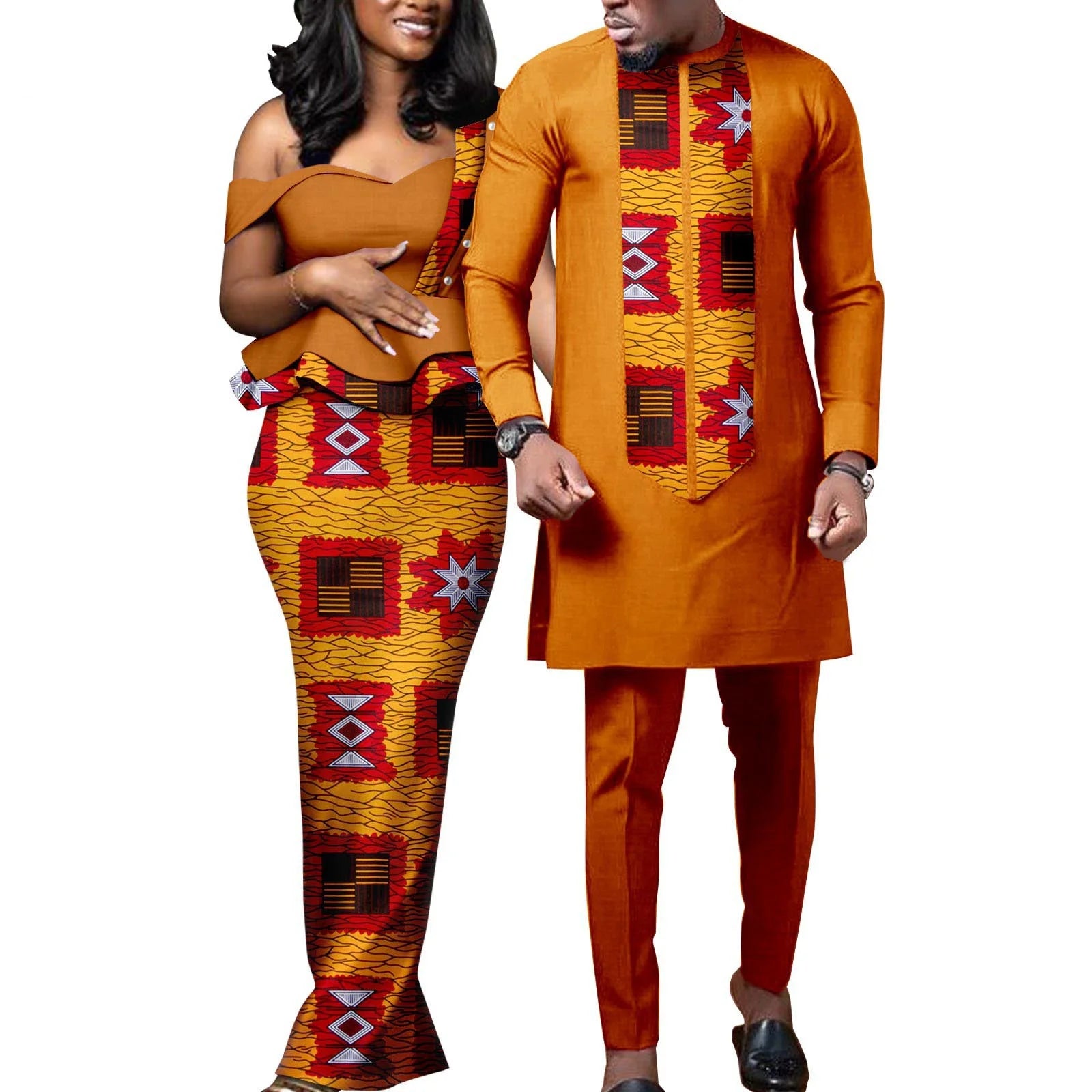African Couple Dress Outfits Shirt and Pant for  Wedding
