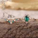 Classic Rose Gold Emerald Pair Ring for Women