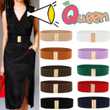 Fashion Women Elastic Band Wide Belts Simple Down Coat Waist Belt Female Buckle Black Strap Dress Decoration Accessories Ladies