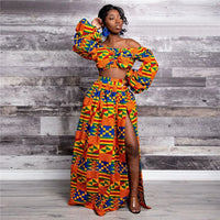 Afro Women 2-piece Set Lady Full Sleeve Shoulder Off