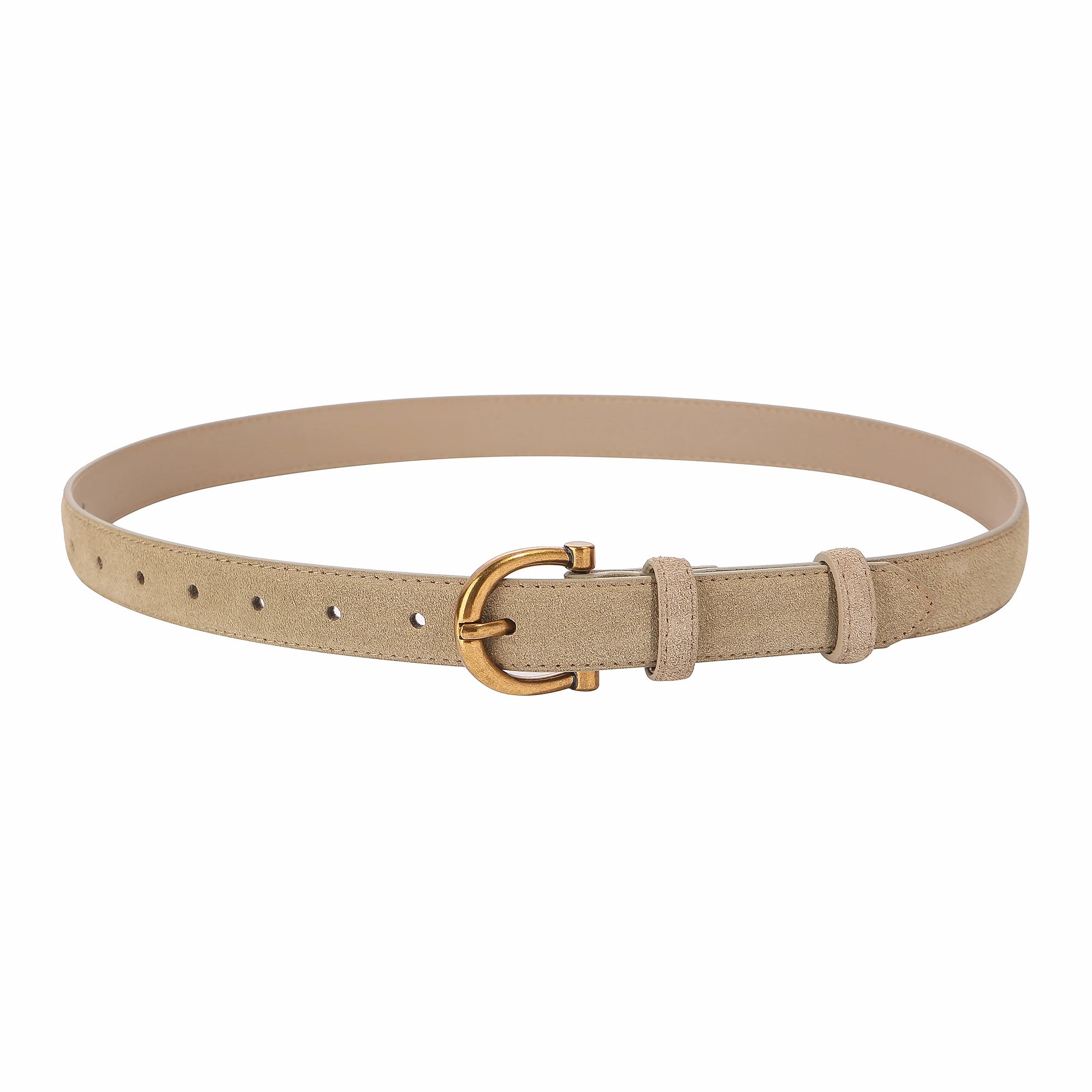 Fashion Women Belt Suede Genuine Leather Skinny Waistband Gold Buckle Wine Red Belts for Jeans Pants Casual