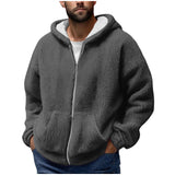 Men's Winter Zipper Hooded Fleece Sweatshirt with Pocket