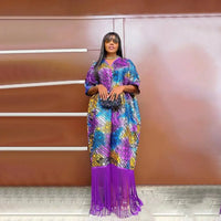 2025 African Dresses for Women Tassels African Fashion Boubou Dashiki Ankara Outfits Evening Gown Abayas Printing Kaftan Robe
