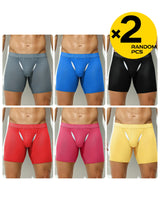2pcs/3pcs/4pcs Long Leg Boxer Shorts for Men in Breathable Mesh Fabric Sport Underwear Randomly