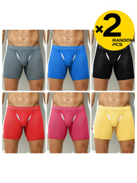 2pcs/3pcs/4pcs Long Leg Boxer Shorts for Men in Breathable Mesh Fabric Sport Underwear Randomly