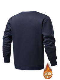 Men's winter sportswear set; warm fleece round neck sweatshirt and men's drawstring sport pants