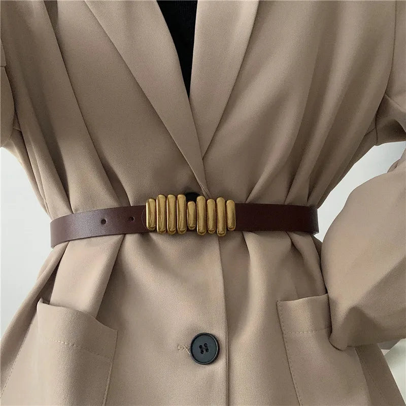 Fashion Female Elastic Belt Thin Waist Strap Circle Belt for Women Skirt Coat Sweater Leather Ladies Band Decoration Accessories