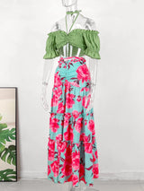 Two Pieces Sweet Printed Bra Beach Robe