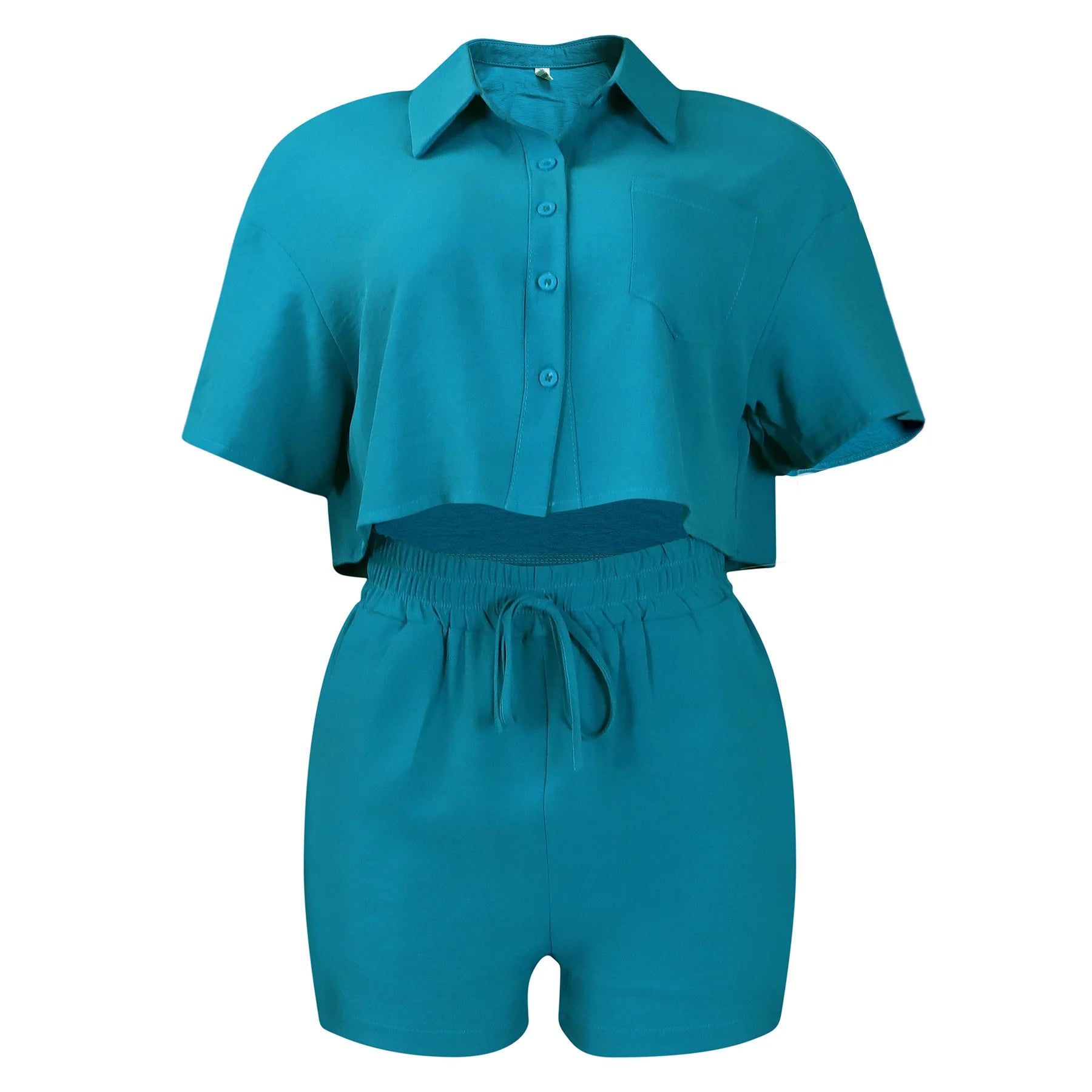 Elastic Waist Short Pants Set