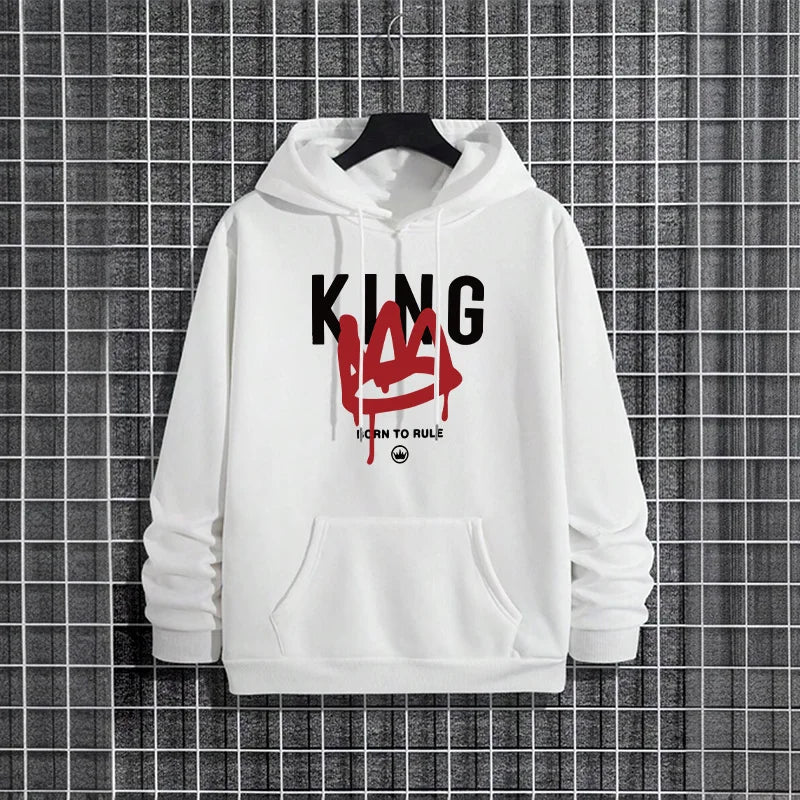 King Printing Mens Tracksuit Clothing Casual Sweatshirts Outdoors Sports Jogging Mens Hoodies Street Sportswear Autumn Winter