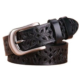 Leather Belts for Woman Belt Vintage Pin Buckle Strap Jeans Hollow Belt
