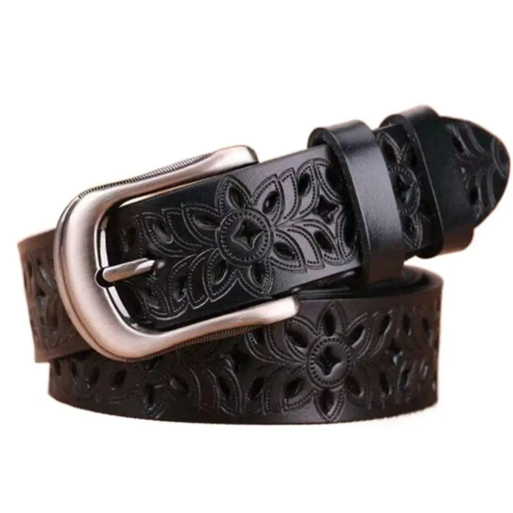 Leather Belts for Woman Belt Vintage Pin Buckle Strap Jeans Hollow Belt