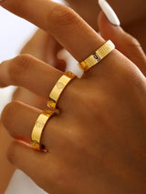 18K Gold, Great Wall Pattern, Four Leaf Flower, Cross Ring For Women