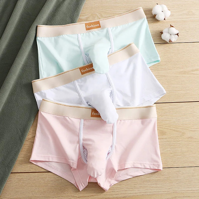 Underwear Sexy Men Boxers Elephant Nose Underpants Men's Panties Ice Silk Mesh Breathable U Convex Long Penis Pouch Boxershorts