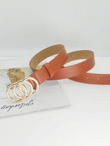 Women's Belt Trend Triple Round Buckle Belt Simple Versatile Youth Belt PU Leather Belt Paired with Jeans Dress Ladies Belts